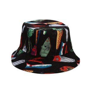 Black Beach Fishing Lure Pattern Unisex Bucket Hat Unisex M 56-58cm